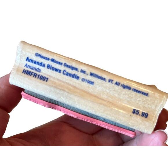 House Mouse Stampabilities Amanda Blows Candle Birthday Wood Rubber Stamp 2000 - Picture 3 of 3